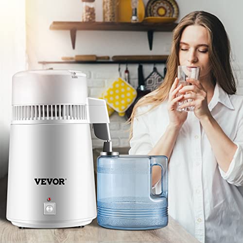 VEVOR Destilador de Agua Purificador Water Distiller Destilador de Agua Pura Filtros Destilación de Agua 4L de Acero Inoxidable Interno con Botella de colección