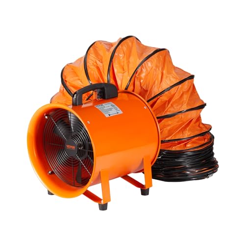 VEVOR Ventilador de extracción 367 W Extractor de aire Conducto Industrial 304,8 mm Tubo de extracción 5 m Volumen de aire 4373 m3/h Ventilador de escape para extraer polvo humo casa trabajo