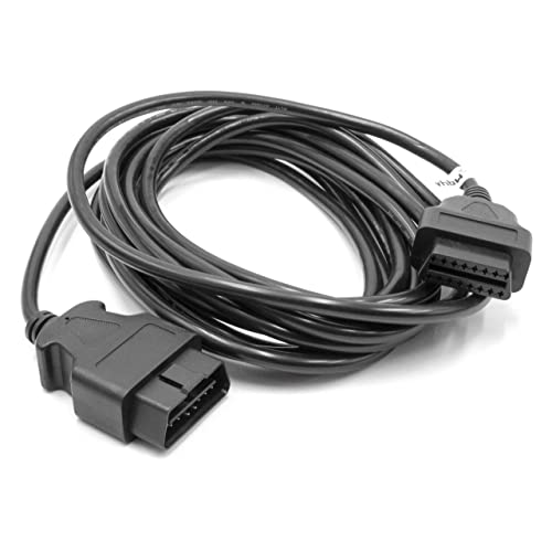 vhbw OBD2 Cable de extensión Conector 16 Pines Hembra a 16 Pines Macho Compatible con vehículo, Equipos de diagnóstico - 500cm