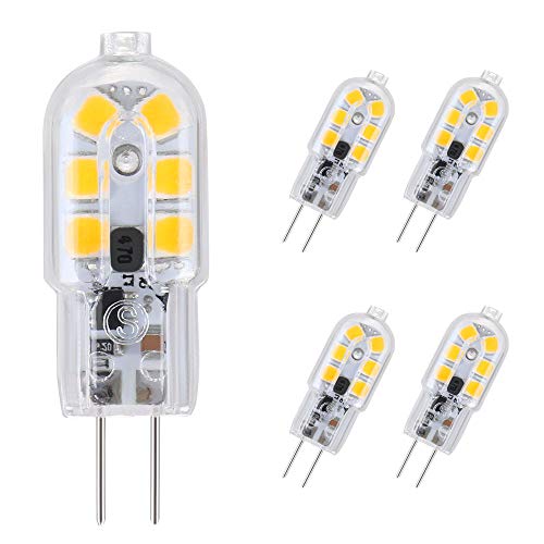 Vicloon G4 LED Bombillas, 5 PCS 2W Capsule Equivalente a 20W Halógenas, Blanco cálido DC/AC 12V 3000K 130lm,No Regulable