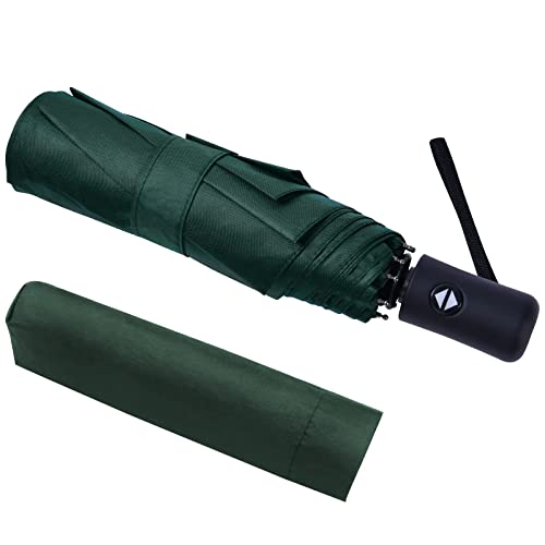 Vicloon Paraguas Plegable Automático con 8 Varillas,Abrir y Cerrar Automático & Bolsa de Cuero,Secado Rápido 210T Tela y Mango Antideslizante – Resistente al Viento Paraguas para Adultos,Niños
