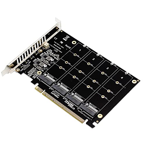 VOANZO Tarjeta de expansión M.2 de 4 puertos M.2 NVME a PCIE X16 Adaptador M.2 NVME M Key Drive Convertidor Lector Tarjeta de expansión