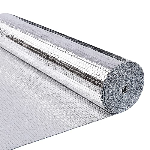 VOUNOT Aislante Térmico Reflexivo 10 x 1.22 m Aluminio y Burbujas, Lámina Aislante Doble Cara para Frío y Calor, Aislamiento Radiadores para Paredes, Techo, Suelo, Furgonetas, Buhardillas, Garaje