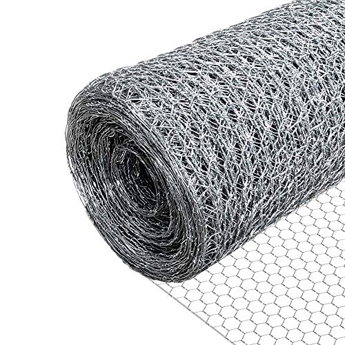 VOUNOT Red Alambre Hexagonal, Rollo Malla Metalica, Tamaño de Malla 25mm, 100 cm (H) x 25 m (L), Galvanizado, Plata