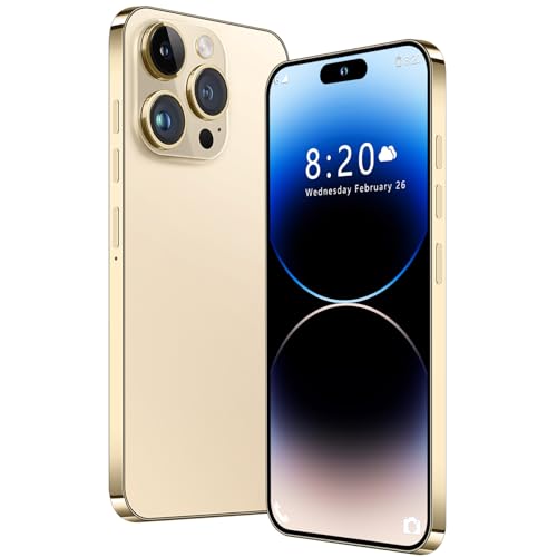 VVIEER Smartphone I14 ProMax 5G para Android13, Teléfono Móvil con Pantalla Grande HD De 7,3 Pulgadas con 16GB 1TB, Teléfono Móvil De 6800 MAh con Carga Rápida Tipo C,Gold-1TB