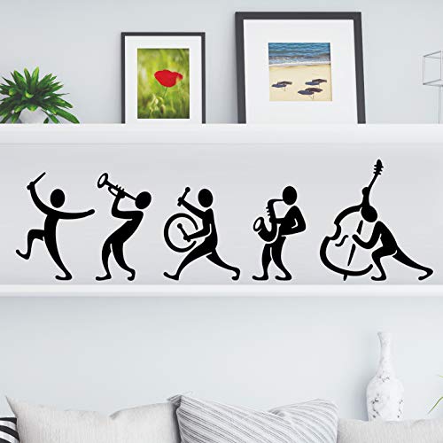 Wall4Stickers Banda de música Cocina Pared Té Etiqueta de la Vendimia Vinilo Arte del Restaurante Pub Decoración Guitarra Mural Decoración Instrumentos Drum Fluite Saxophone