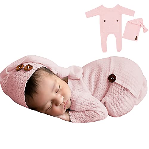 Winmany Conjunto de 2 piezas de accesorios para fotografía de recién nacido, accesorios para bebés de 0 a 2 meses (rosa)
