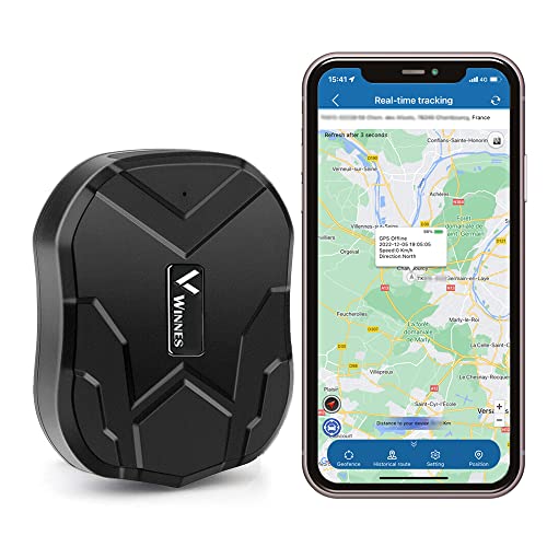 Winnes Localizador GPS para Coche 5000 mah Rastreador GPS Impermeable magnético GPS Tracker Fuerte Standby hasta 90 días de monitoreo de Voz Geo-cercas alertas suscripción Gratuita TK905