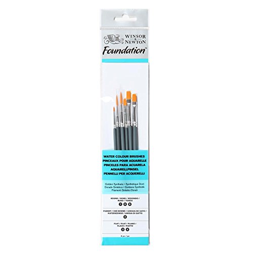 Winsor & Newton Pinceles para acuarela Foundation, set de 6 Unidades, sintéticos, pinceles surtidos