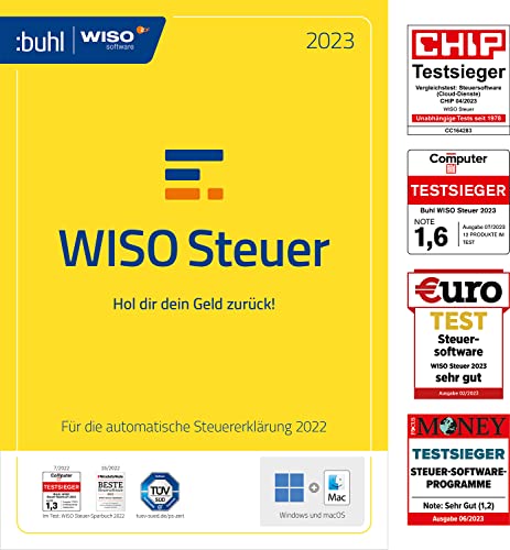 WISO Steuer 2023 (Steuerjahr 2022) Steuer Sparbuch, Mac, Start und Plus, für Windows, Mac, Smartphones und Tablets |Frustfreie Verpackung