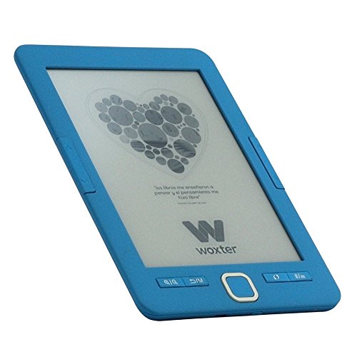 Woxter E-Book Scriba 195 Blue- Lector de Libros electrónicos 6" (1024x758, E-Ink Pearl Pantalla más Blanca, EPUB, PDF) Micro SD, Guarda más de 4000 Libros, Textura engomada, Color Azul