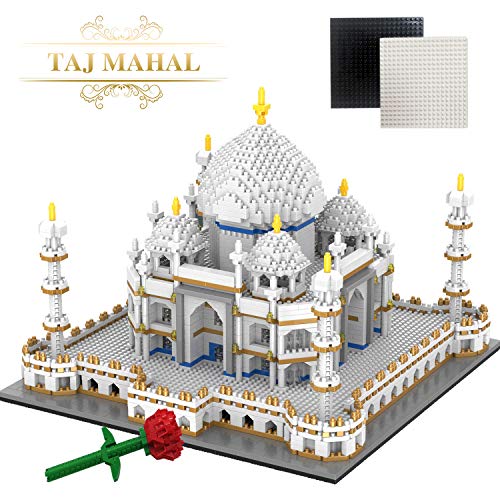 WYSWYG Taj Mahal Creator Puzzle 3D, Ladrillos de construcción, 4146 Piezas, Juguete para Bricolaje, Regalo para niños y Adultos Juego de Modelo Arquitectura (Placa Base y Rosas)