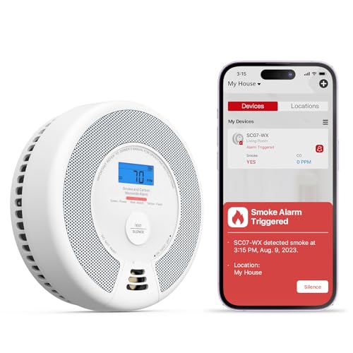 X-Sense Detector de Humo y monóxido de Carbono Wi-Fi con batería reemplazable, Detector Combinado Inteligente Compatible con la aplicación X-Sense Home Security, SC07-WX, 1-Pack