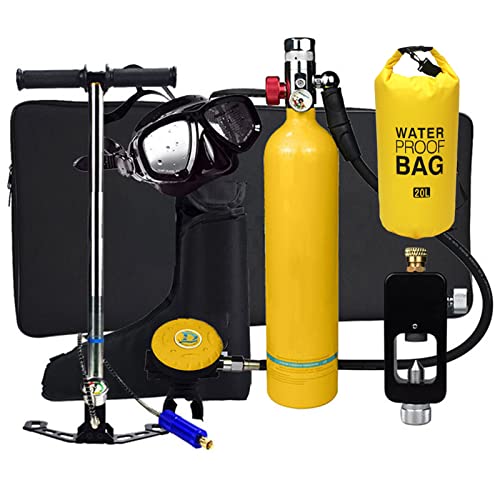 XSGDMN Cilindro de Buceo Equipo de Buceo, Mini Tanque de oxígeno para Buceo con Equipo de Buceo 1L, Accesorios para Botellas de Buceo de con Capacidad de 15-20 Minutos con diseño Recargable,Naranja