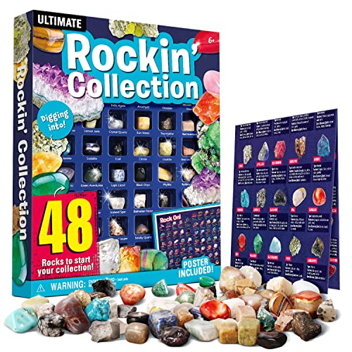 XXTOYS Kit de 48 Minerales y Piedras Preciosas Naturales, Caja de Juegos, Regalo Científico de para Niños de 6 a 12 Años