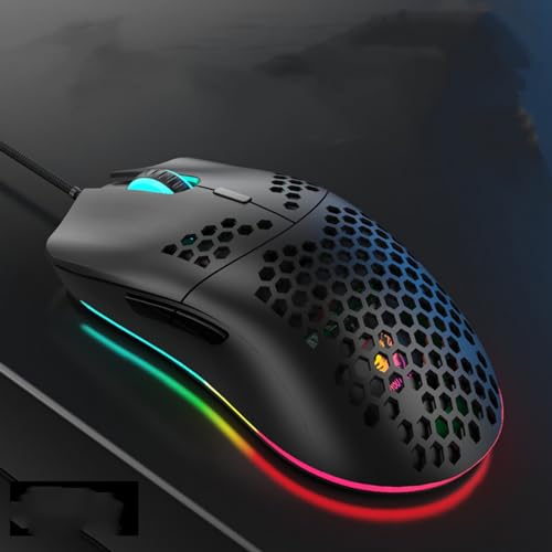 XZXWZX Ratón Gaming con Cable, 6 dpi Adjustables hasta 7200,Gaming Mouse Óptico,Ratón Ergonómico Óptico RGB con LED 11 Colores para PC, Portátil