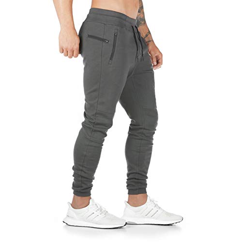 Yageshark - Pantalones de deporte para hombre, de algodón, ajustados gris M