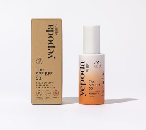 Yepoda - The SPF BFF- Crema solar mineral de amplio espectro con color (SPF 50) con aloe vera hidratante y ácido hialurónico (50 ml)