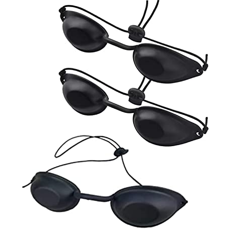 Zhjuju Gafas de Bronceado,3 Pieza Gafas de Seguridad Ajustables Gafas de Seguridad Parche en el Ojo Luz Azul Roja Protección Ocular Parche Ocular para la Terapia de Rayos Infrarrojos UV IPL