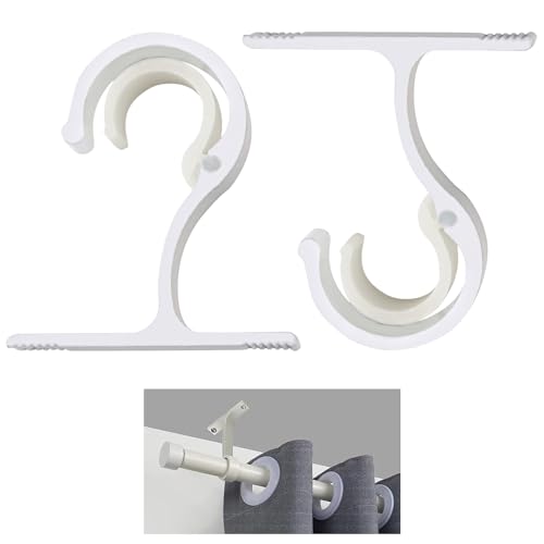 Zuroki 2PCS Soportes para Barra de Cortina, Soporte para Barra de Cortinas de Pared de 25-28mm de Diámetro, Soporte de Poste de Cortina de Pared de Aleación de Aluminio para Casa Cuarto Baño - Blanco