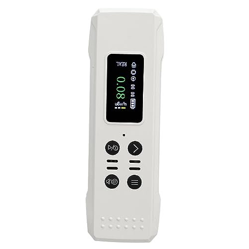 Monitor de Radiación, 48 Mm Sueño Automático Contador Geiger Tubo de Conteo Alarma Luz de Sonido Pantalla LCD Portátil HD de Alta Sensibilidad para Hospital (Blanco)