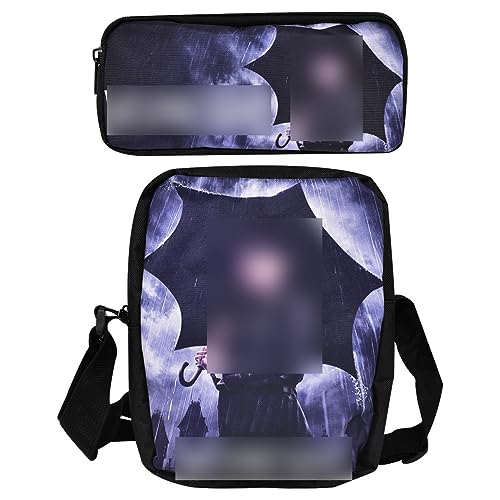 Bandolera Juvenil 2Pcs Estuche de Lápices de Tema Oscuro Escolar para Bolso de Hombro Ajustable Regalos para el Inicio de la Temporada Escolar EstucheMochila de Deporte y Compras Regalo de Cumpleaños